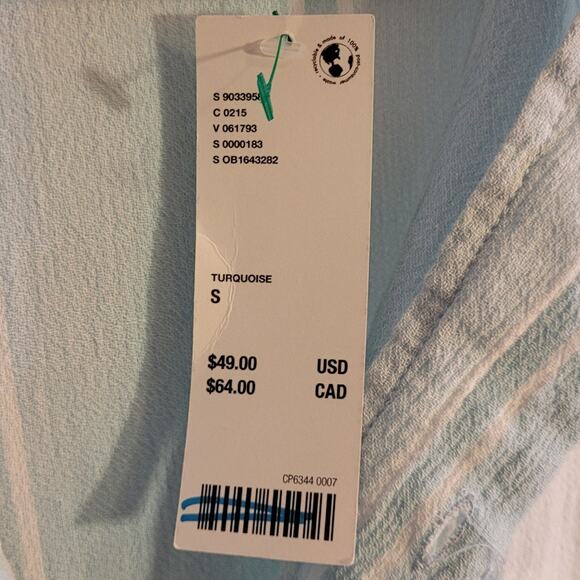 NWT Standard Cloth Men's Button Down Shirt Blue White Striped Short Sleeve Small - Picture 9 of 12